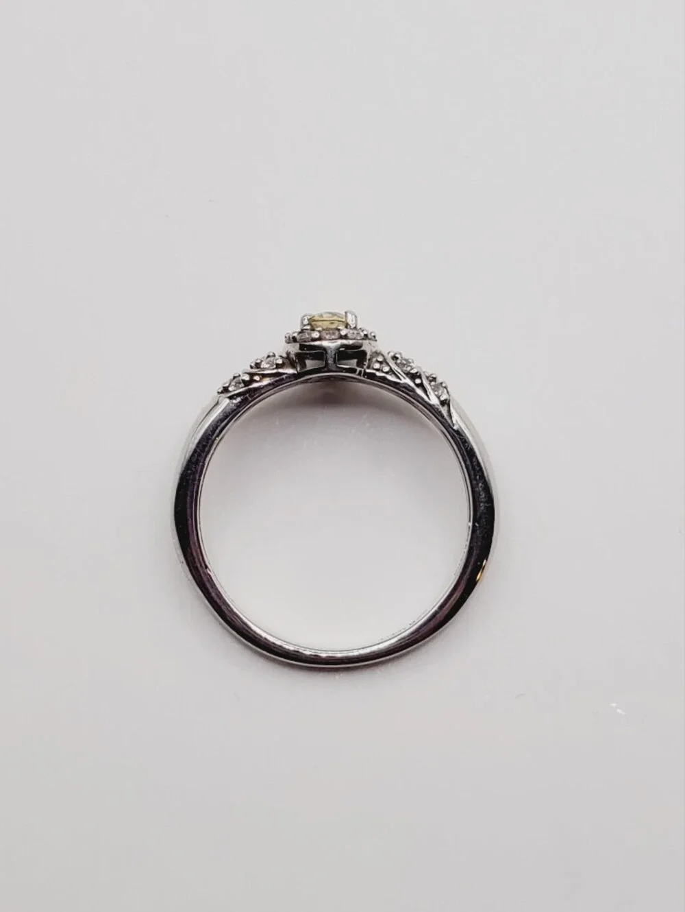 Golden Apatite & White Zircon 925 Sterling Silver Halo Ring